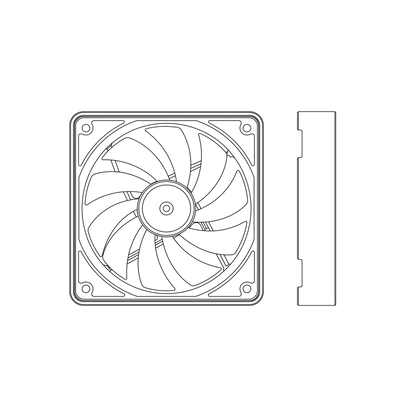 120mm PC Fan outer cover outline drawing against white background